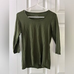 Fat Face Green Fitted 3/4 Sleeve T-Shirt
